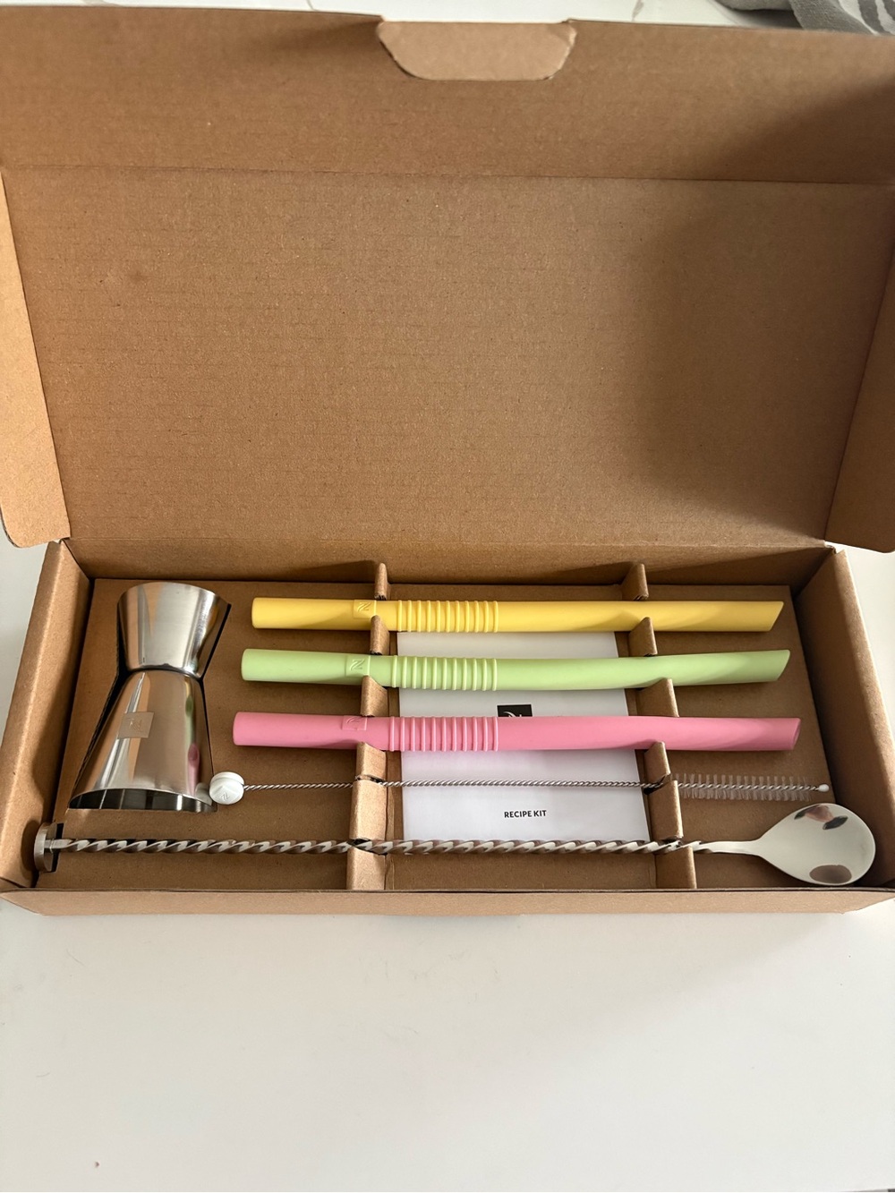 Nespresso Pastel Bar Tool Set with Yellow Green Pink Silicone Straws